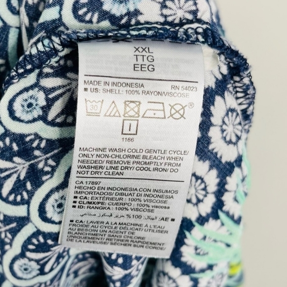 OLD NAVY Navy Blue & Green Tropical Palm Floral Sleeveless Tank Top - XXL - Picture 7 of 7